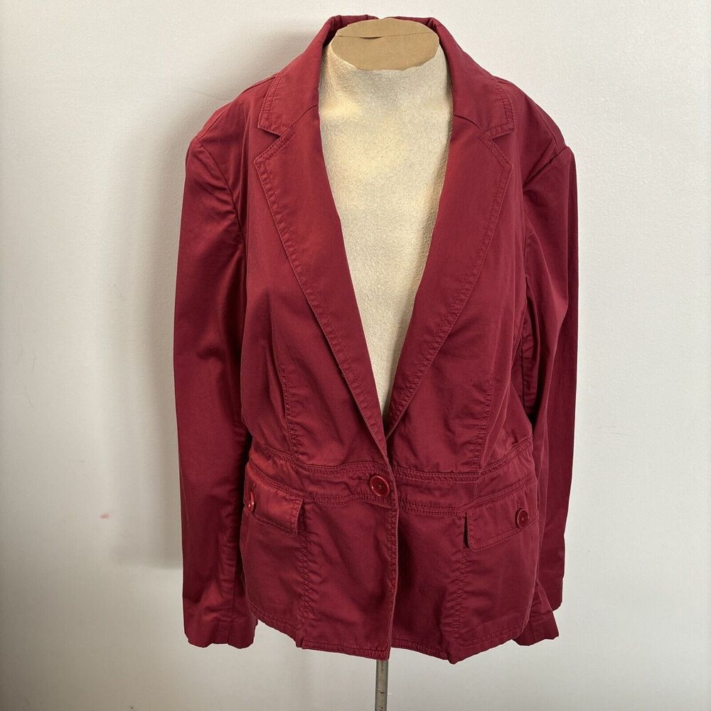 TALBOT'S Maroon Cotton Jacket 2 Pocket Button Close Size 10P
